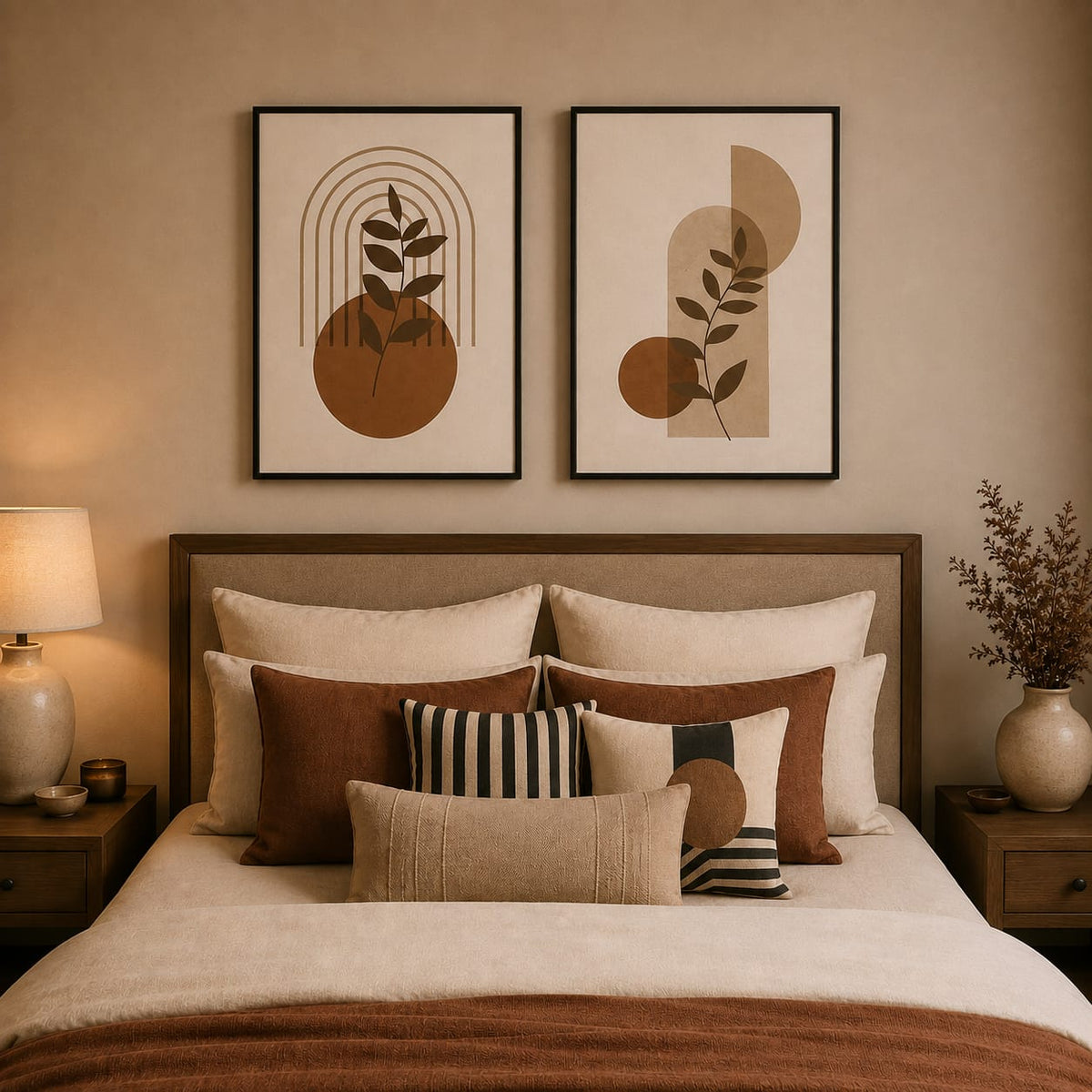Abstract Botanical Framed Wall Art Set of 2 – 30 × 40 cm