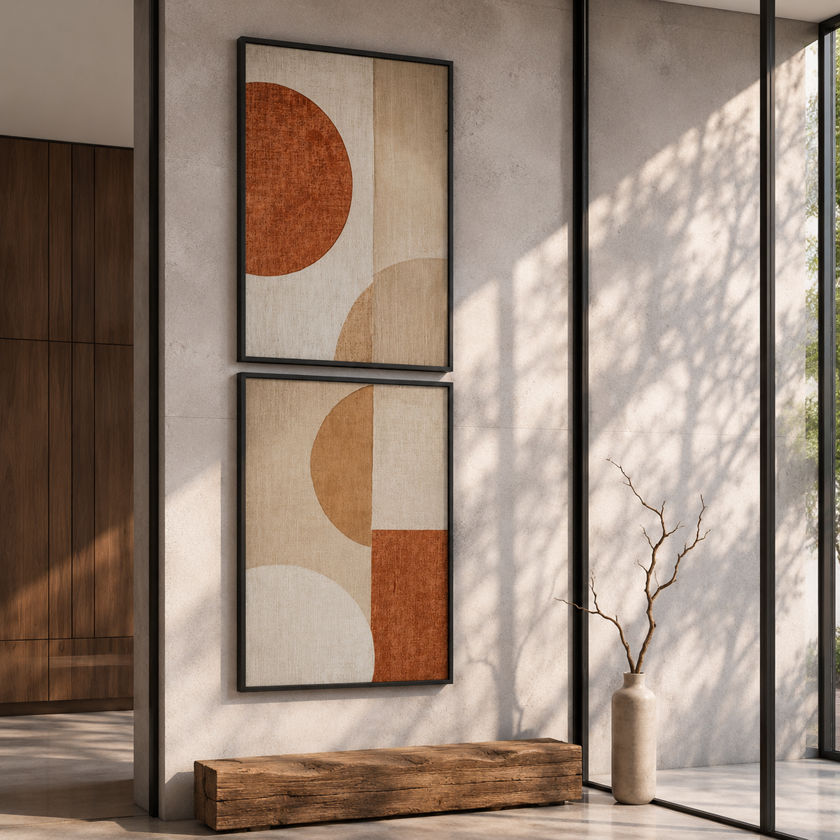 Terracotta Abstract Wall Art Set of 2 – 30x40 cm