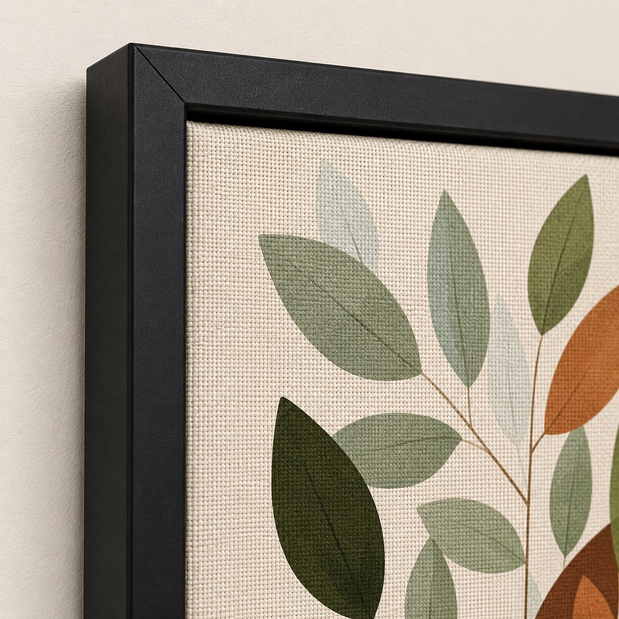 Nature Landscape & Botanical Wall Art Set of 3 | Framed Canvas Prints | Modern Abstract Green & Terracotta Wall Decor | 30 × 40 cm (12 × 16 in)