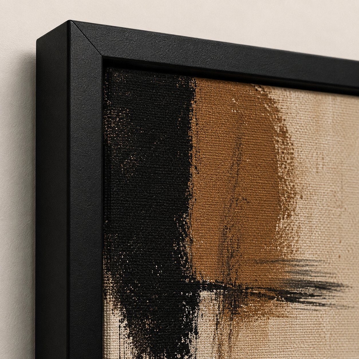 Modern Abstract Black Beige Wall Art Set of 3 | Minimalist Framed Canvas Prints | Neutral Contemporary Wall Decor | 30 × 40 cm (12 × 16 in)