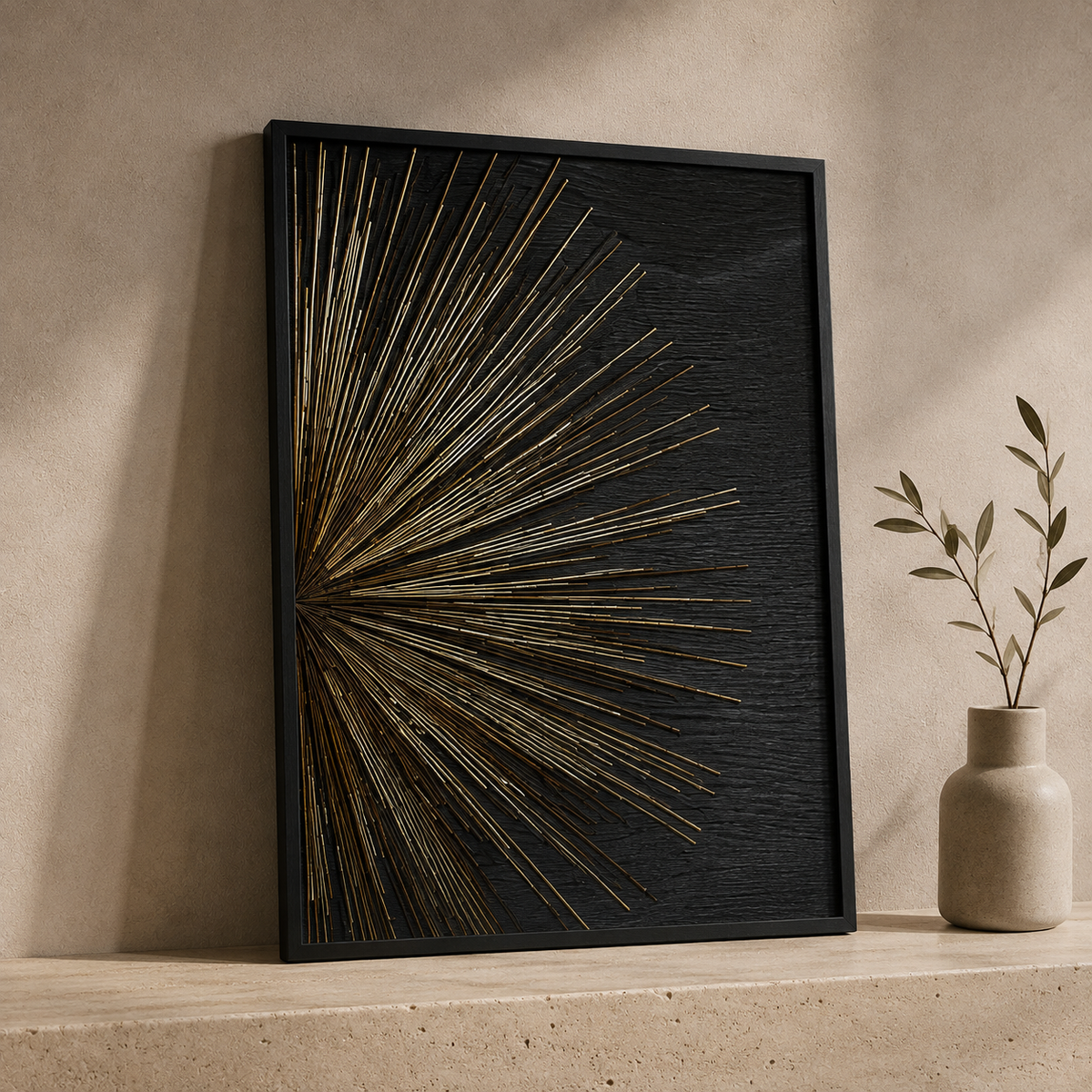 Black & Gold Abstract Framed Wall Art Set of 3 – 30 × 40 cm