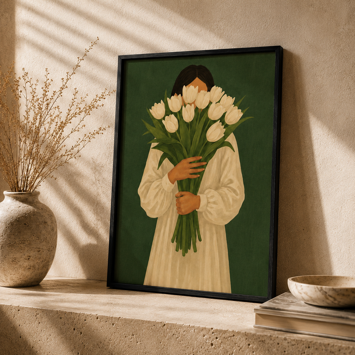 Green Botanical Framed Wall Art Set of 3 – 30 × 40 cm