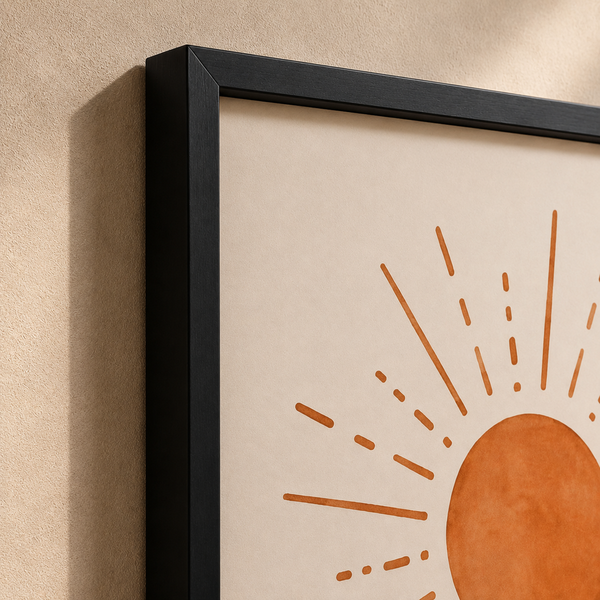 3 Piece Boho Sun & Moon Framed Wall Art Set 30x40cm | Abstract Beige Terracotta