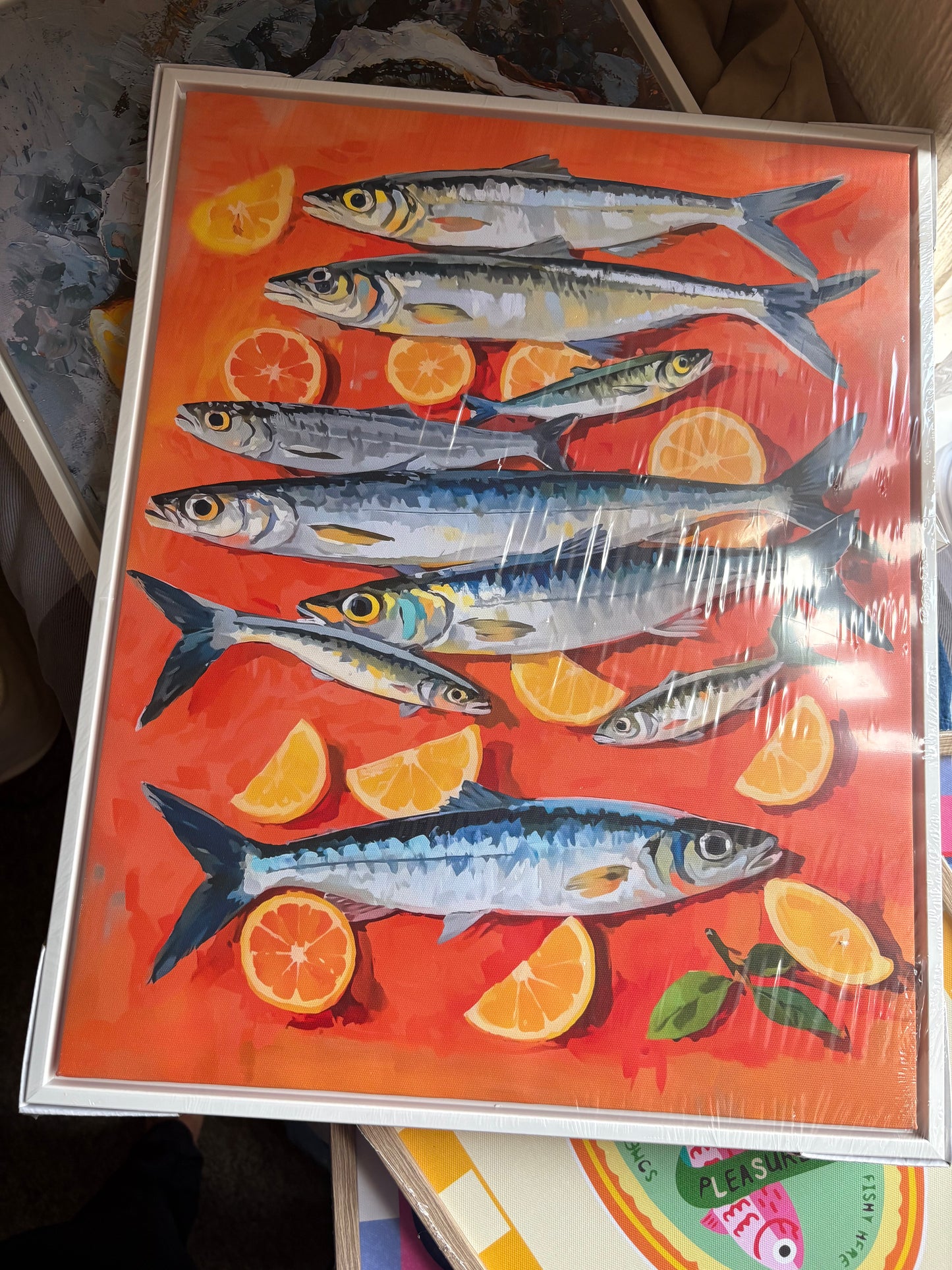 Fish Canvas Wall Art – Framed Print 50x40cm – Modern Kitchen & Dining Decor