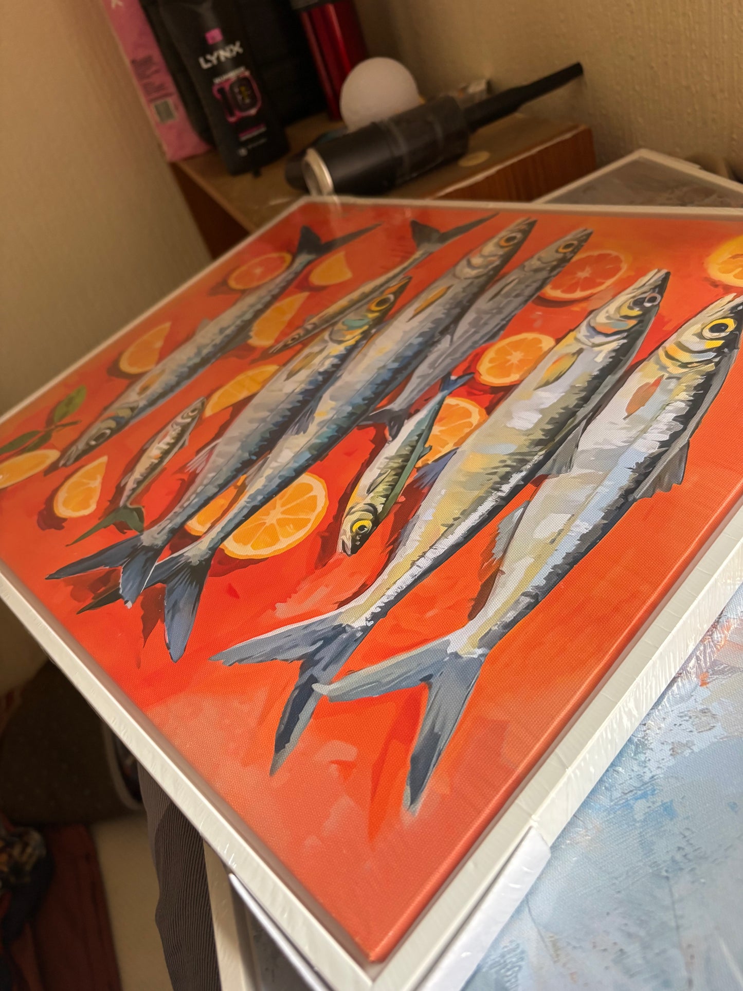 Fish Canvas Wall Art – Framed Print 50x40cm – Modern Kitchen & Dining Decor