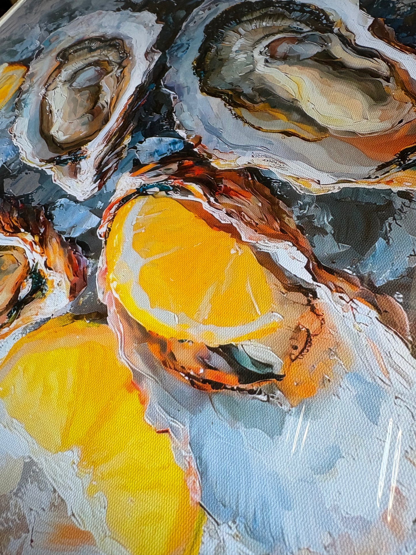 Framed Oyster Canvas Wall Art 50x40cm – Modern Coastal Décor