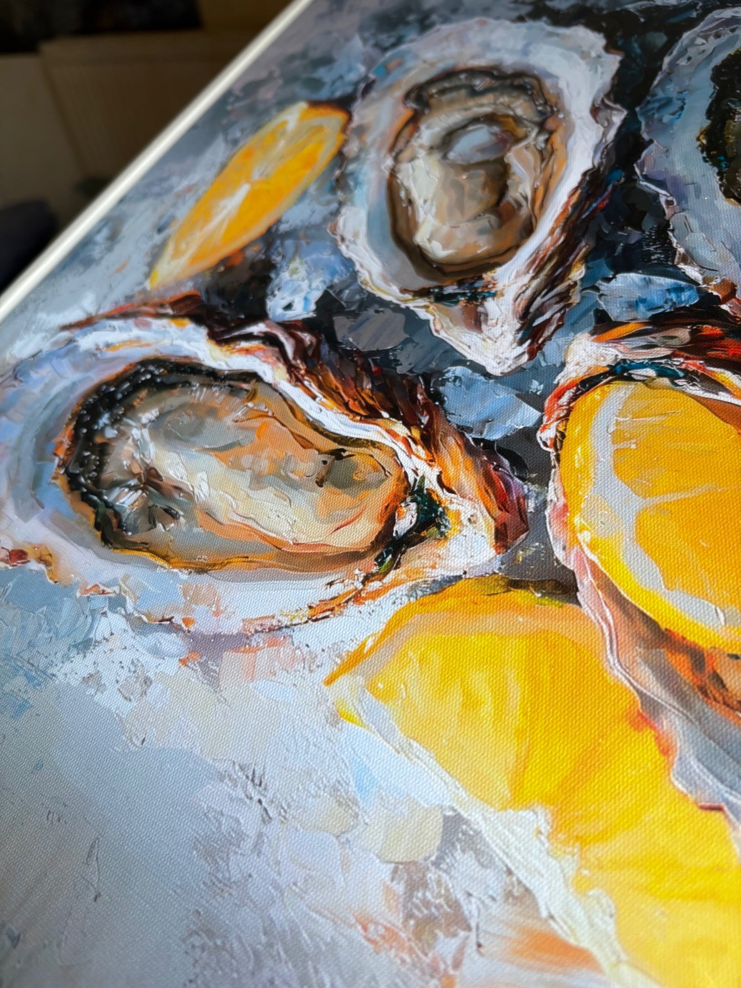 Framed Oyster Canvas Wall Art 50x40cm – Modern Coastal Décor