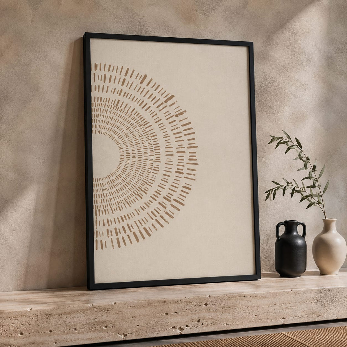 Abstract Framed Wall Art Set of 2 – 30 × 40 cm Each | Neutral Modern Wall Decor