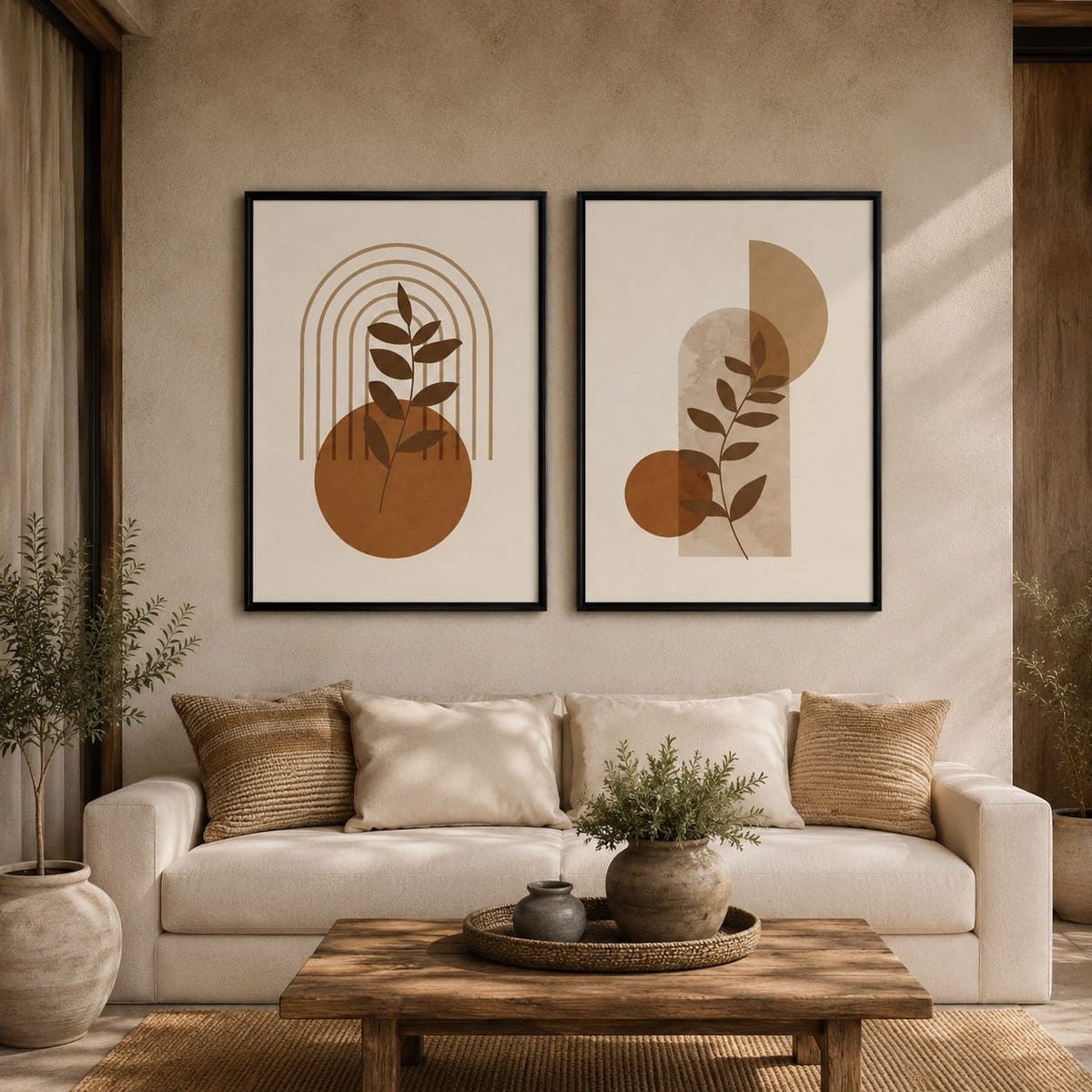 Abstract Botanical Framed Wall Art Set of 2 – 30 × 40 cm