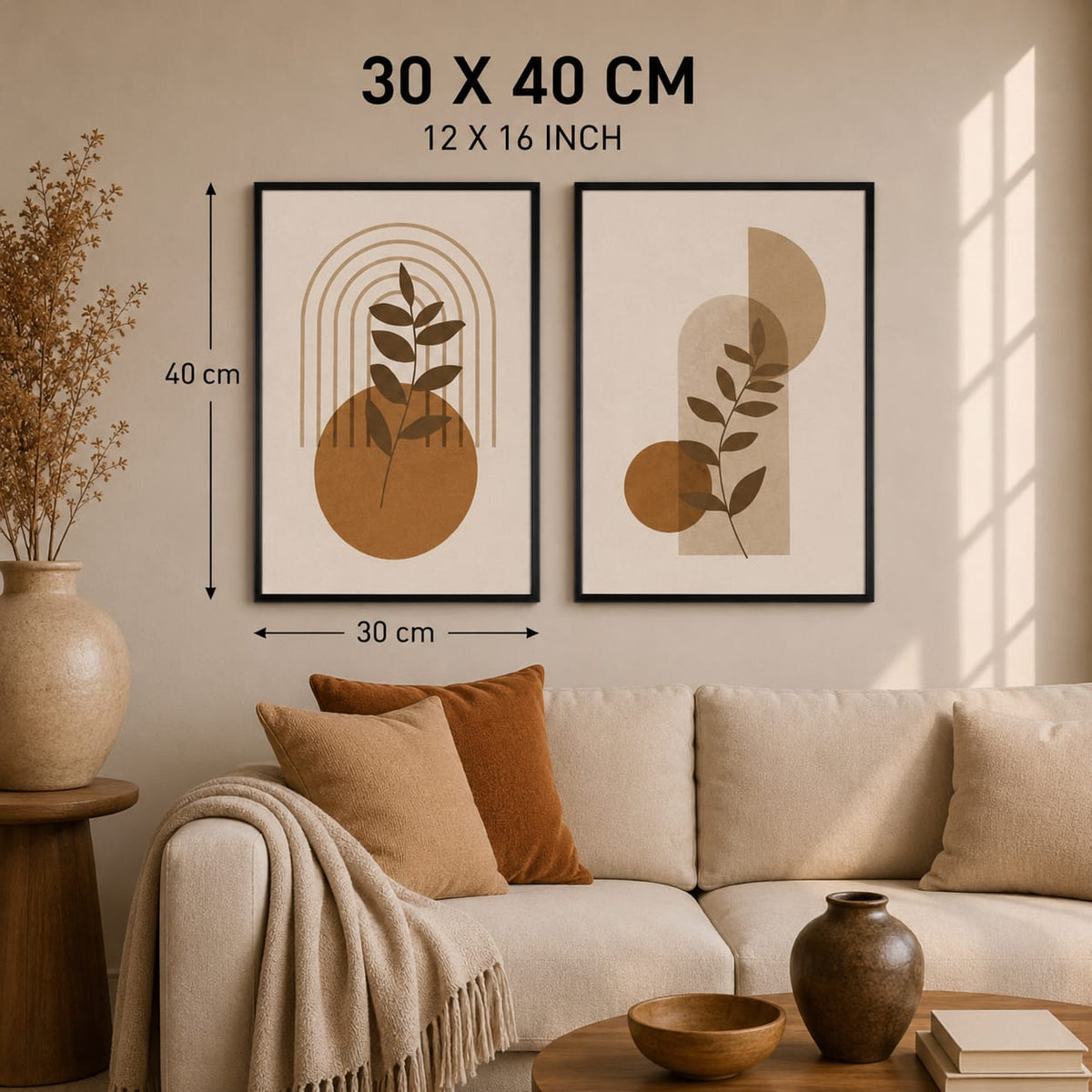 Abstract Botanical Framed Wall Art Set of 2 – 30 × 40 cm
