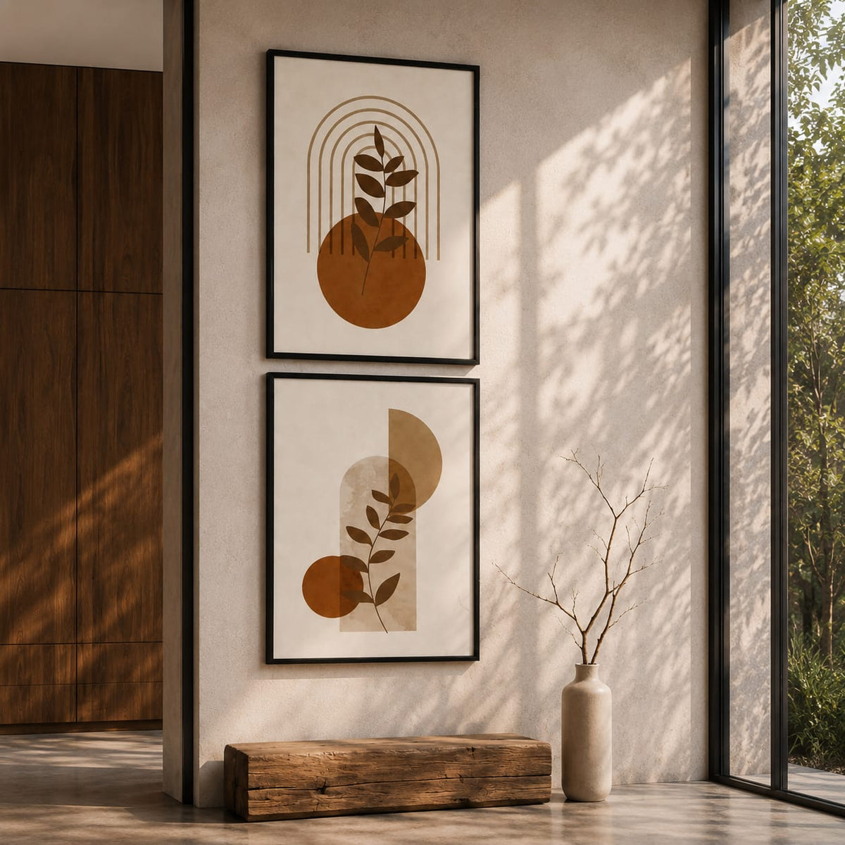 Abstract Botanical Framed Wall Art Set of 2 – 30 × 40 cm