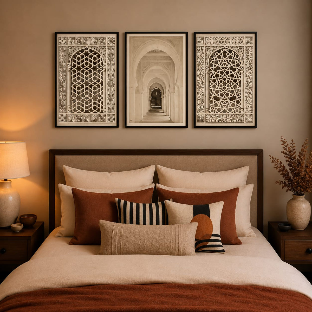 Framed Islamic Wall Art Set of 3 – 30 x 40 cm | Moroccan Geometric Decor