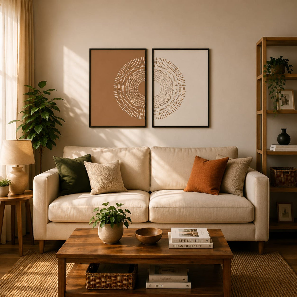 Abstract Framed Wall Art Set of 2 – 30 × 40 cm Each | Neutral Modern Wall Decor