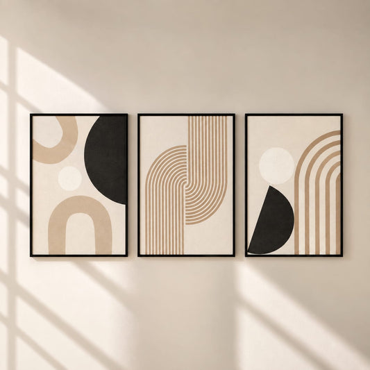 Modern Wall Art, Abstract Wall Art, Geometric Wall Art, Minimalist Wall Art, Canvas Wall Art, Framed Canvas, Wall Art Set, Set of 3, Olive Green Wall Art, Green Wall Decor, Neutral Wall Decor, Contemporary Wall Art, Scandinavian Decor, Japandi Decor, Mid