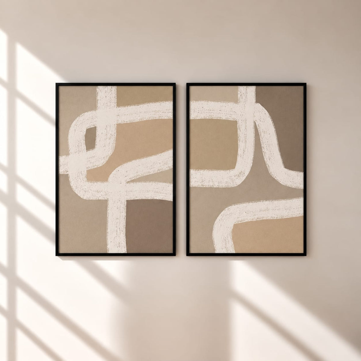 Neutral Abstract Wall Art Set of 2 – 30 × 40 cm Each – Framed