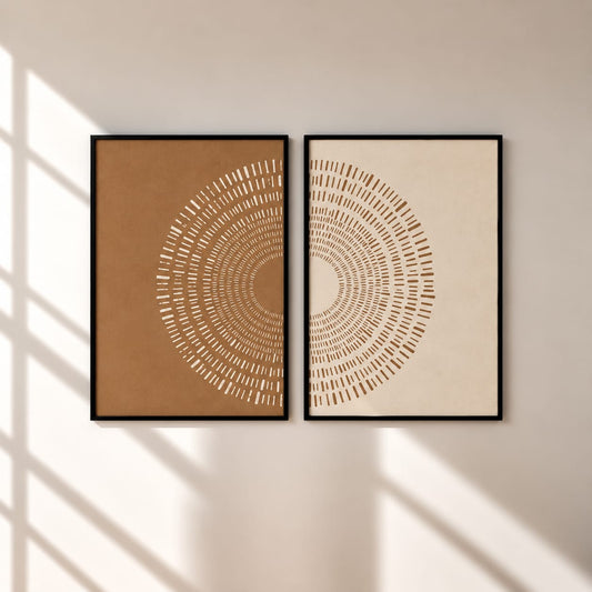 Abstract Framed Wall Art Set of 2 – 30 × 40 cm Each | Neutral Modern Wall Decor