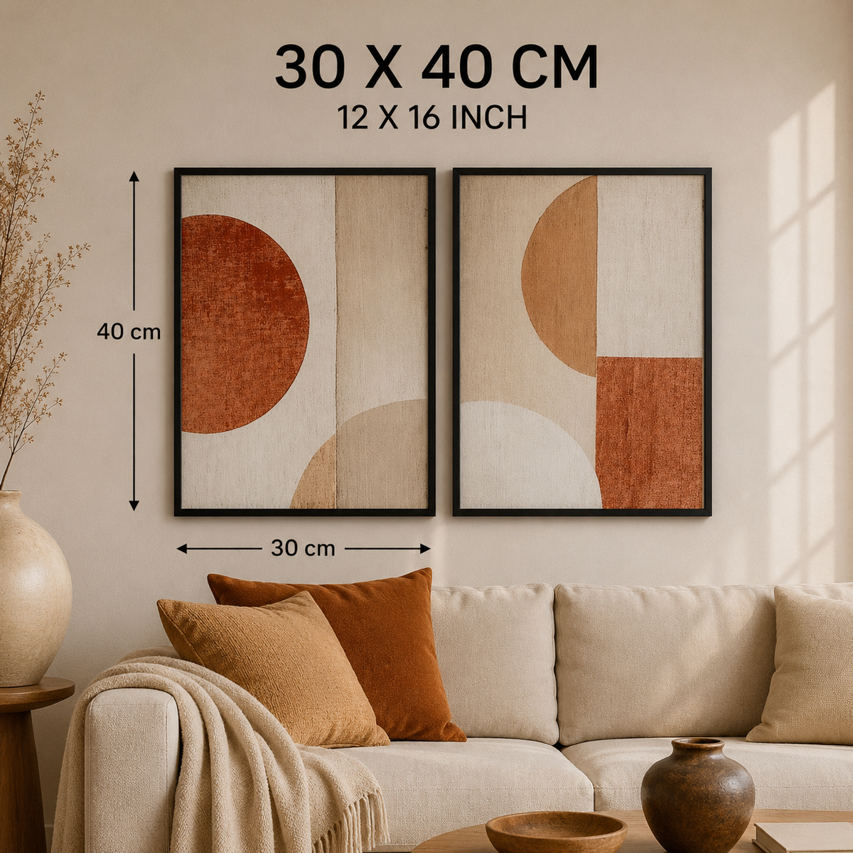 Terracotta Abstract Wall Art Set of 2 – 30x40 cm