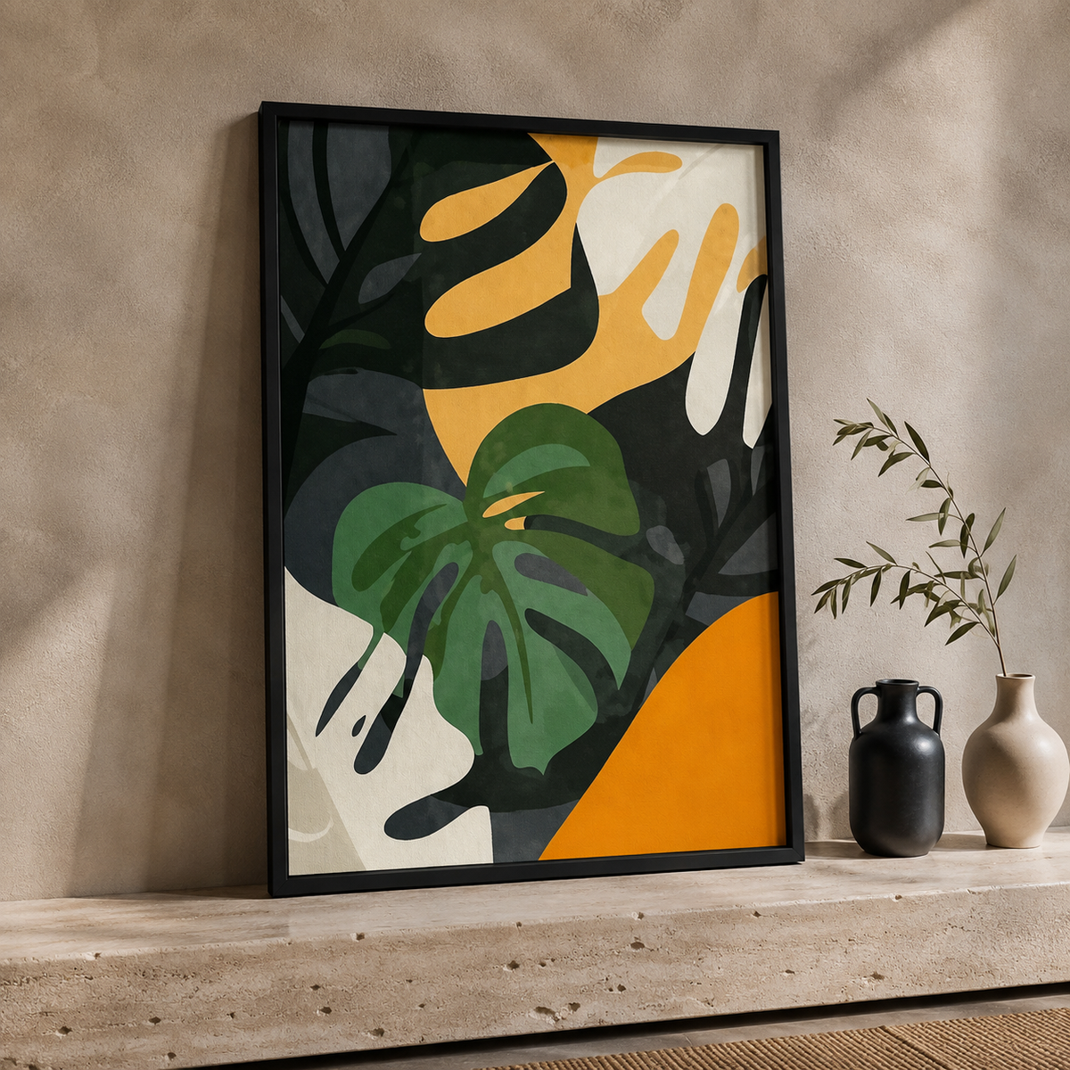 Black Woman & Botanical Wall Art Set of 3 – 30 × 40 cm Framed Prints