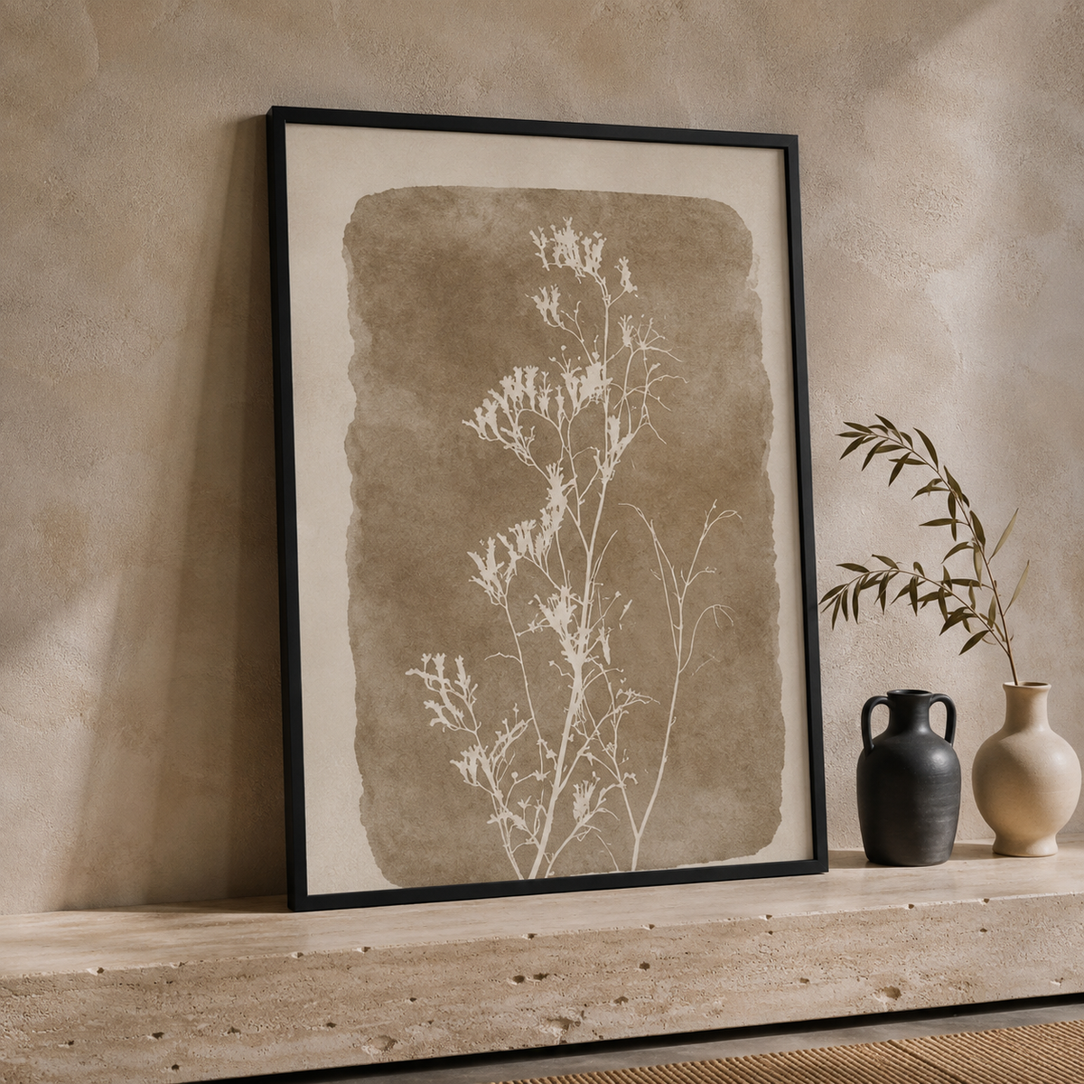 3-Piece Botanical Wall Art Set 30×40 cm – Neutral Beige Floral Prints