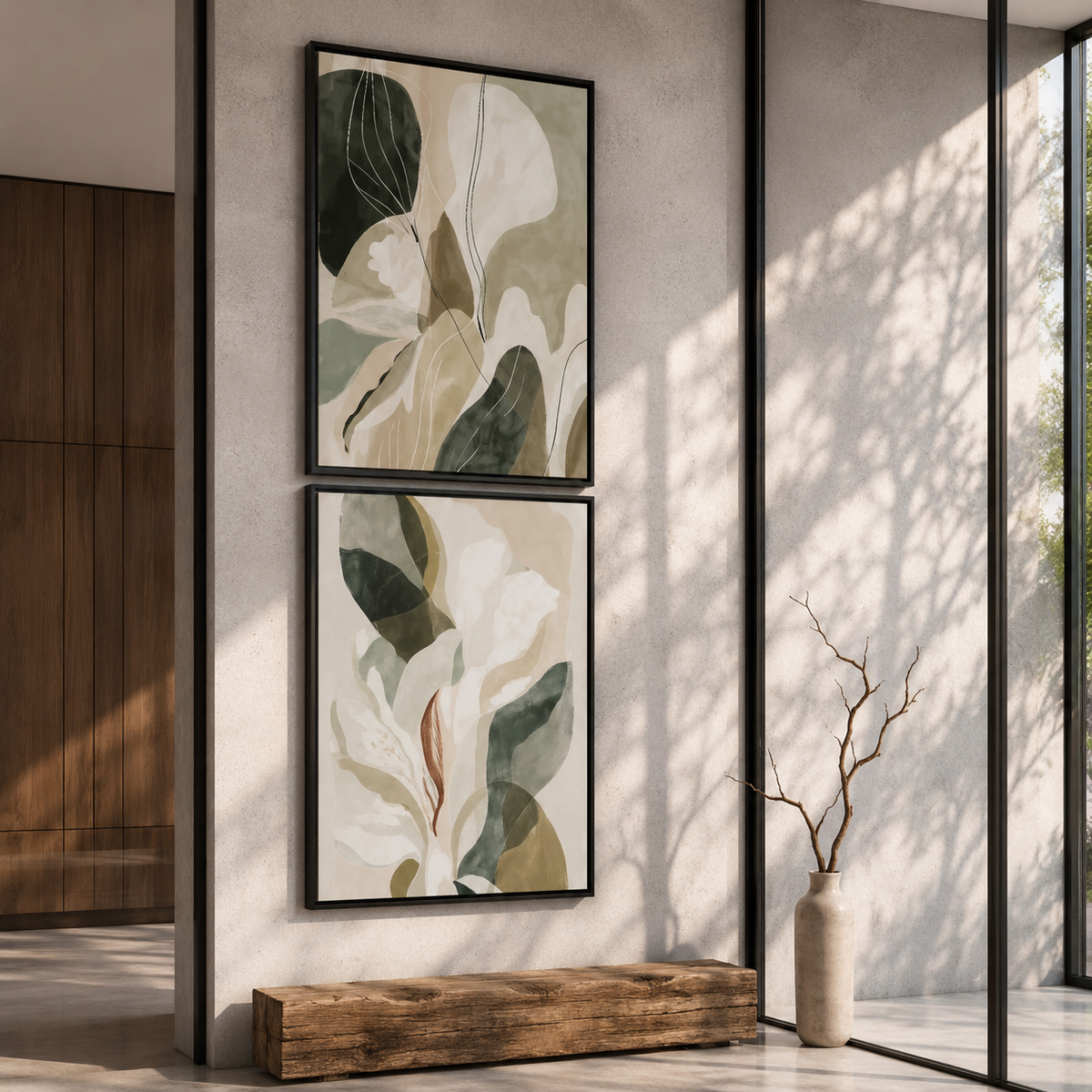 Sage Green Botanical Abstract Wall Art Set of 2 – 30x40 cm