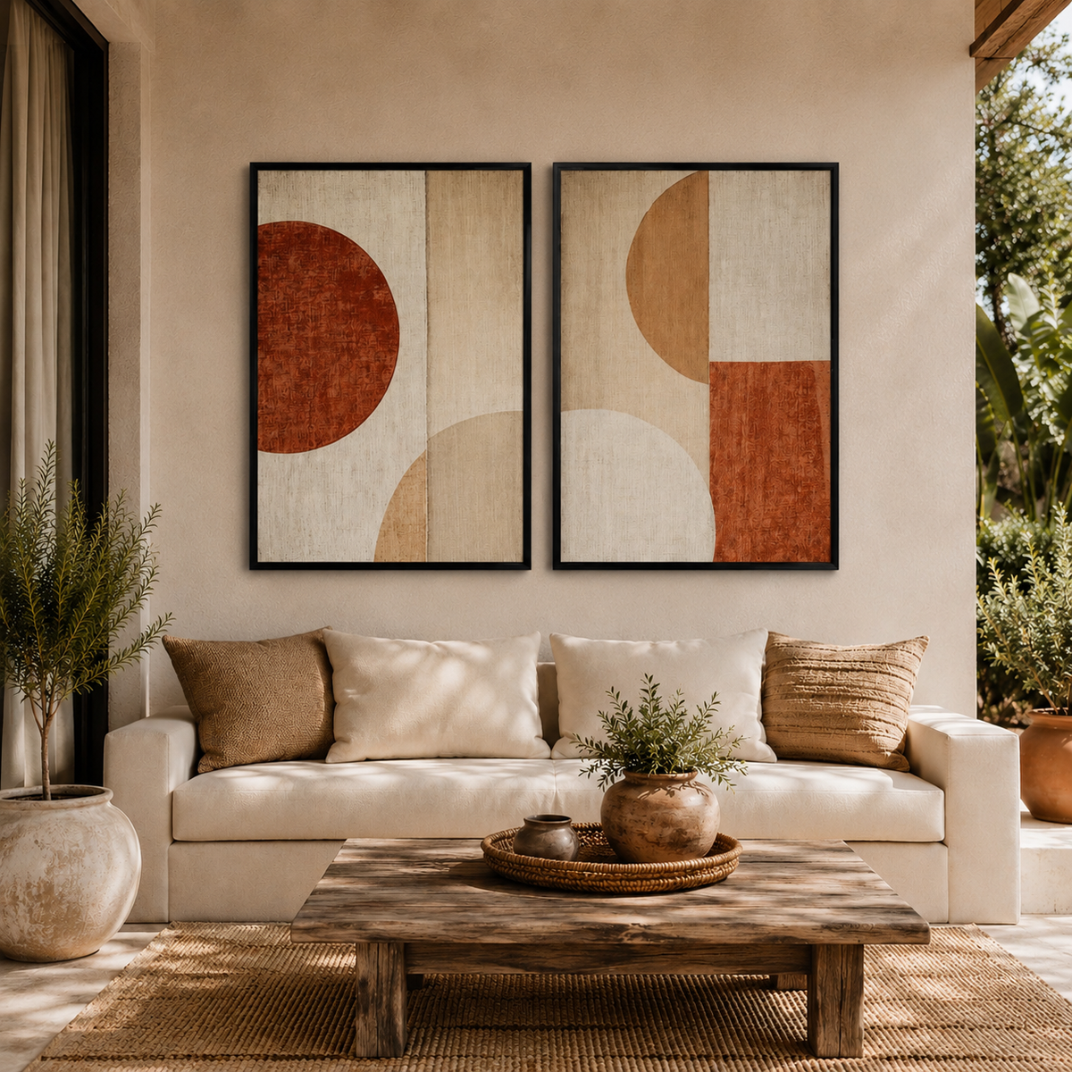Terracotta Abstract Wall Art Set of 2 – 30x40 cm