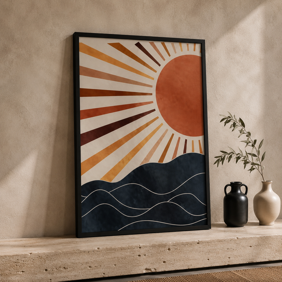 Abstract Sun & Moon Wall Art Set of 2 – 30 × 40 cm Each