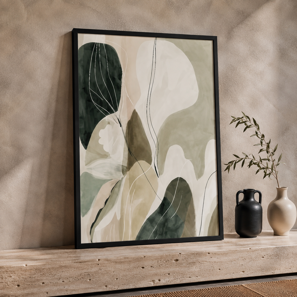 Sage Green Botanical Abstract Wall Art Set of 2 – 30x40 cm