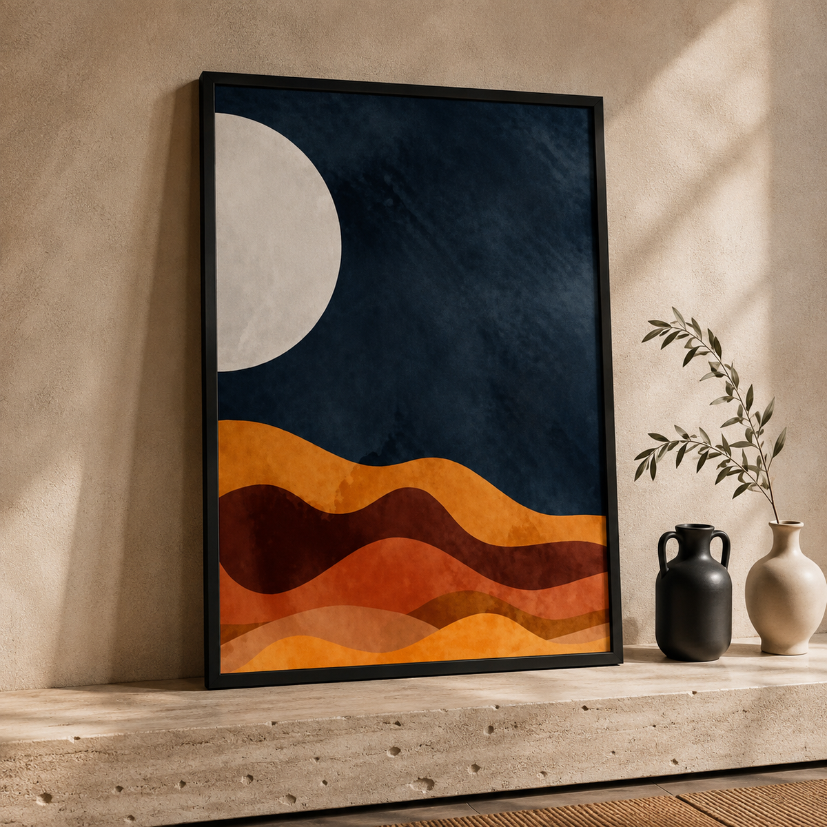 Abstract Sun & Moon Wall Art Set of 2 – 30 × 40 cm Each