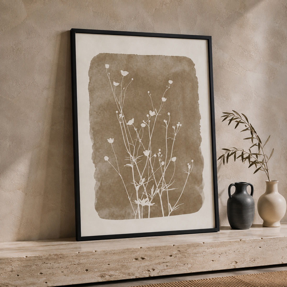 3-Piece Botanical Wall Art Set 30×40 cm – Neutral Beige Floral Prints