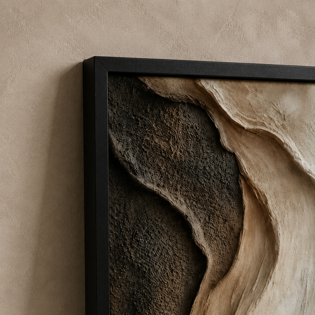 Abstract Neutral Wall Art Set of 3 – Framed Canvas Prints | Organic Earth-Tone Textured Artwork | 30 × 40 cm