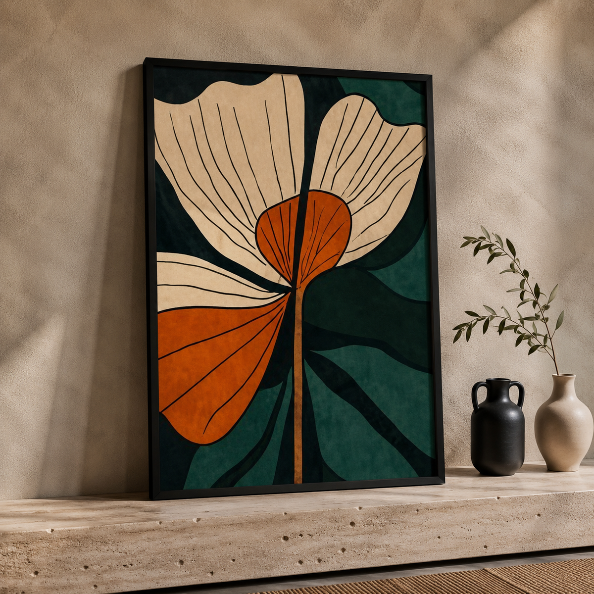 Modern Abstract Floral Wall Art Set of 2 – 30 × 40 cm Each