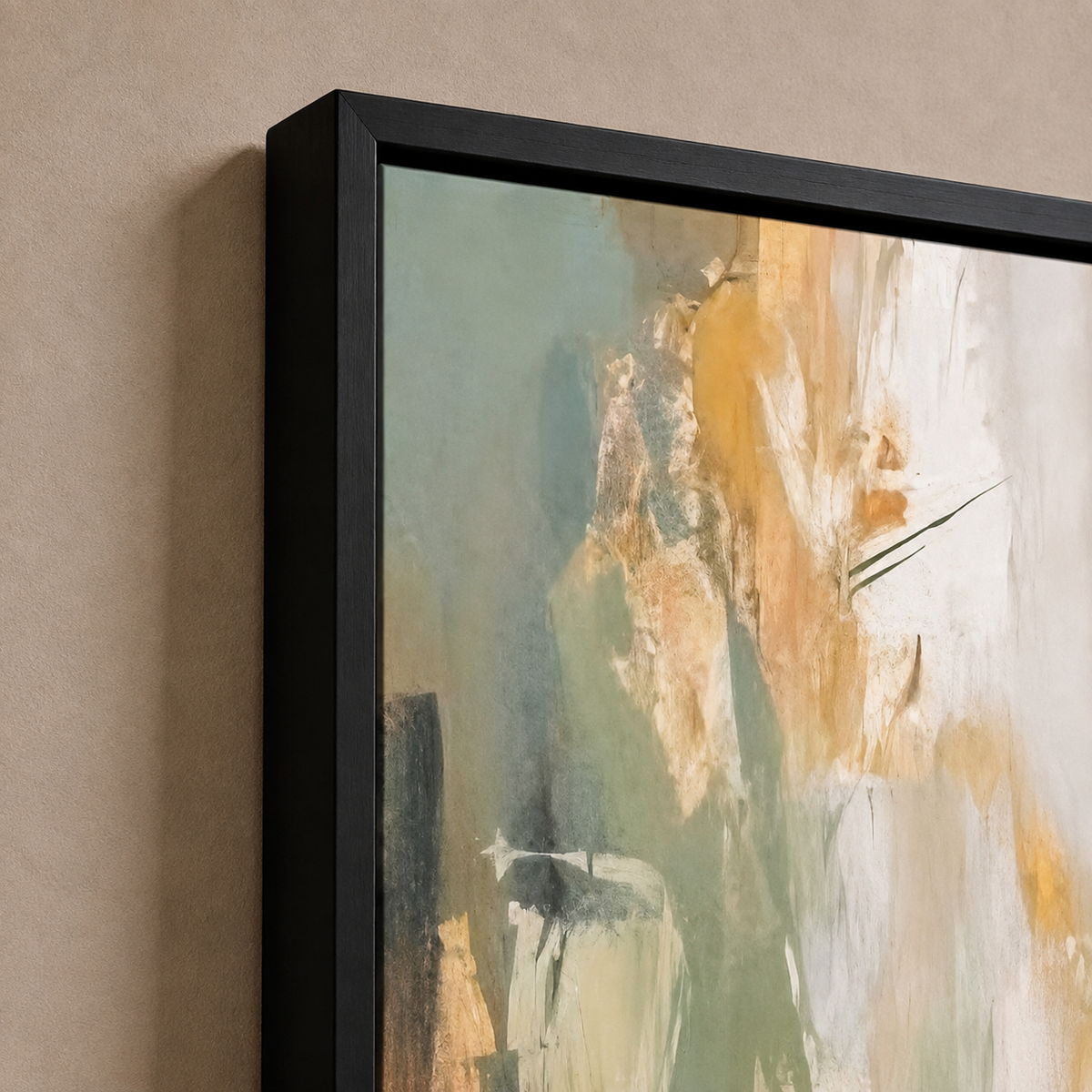 Green & Gold Abstract Wall Art Set of 3 – Framed Modern Canvas Prints, 30 × 40 cm