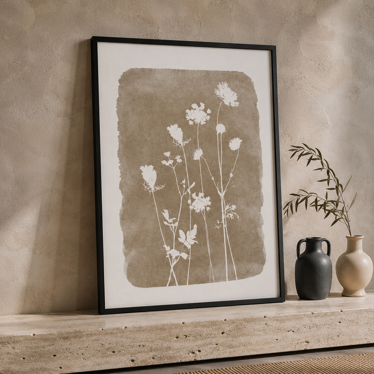 3-Piece Botanical Wall Art Set 30×40 cm – Neutral Beige Floral Prints