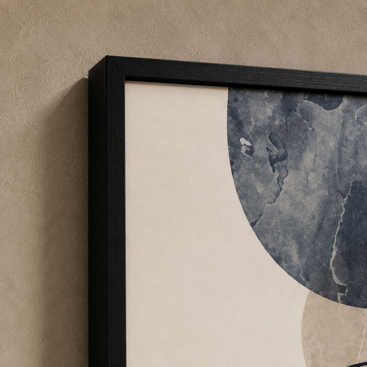 3-Piece Framed Abstract Botanical Wall Art Set – Navy Blue & Beige – 30 × 40 cm